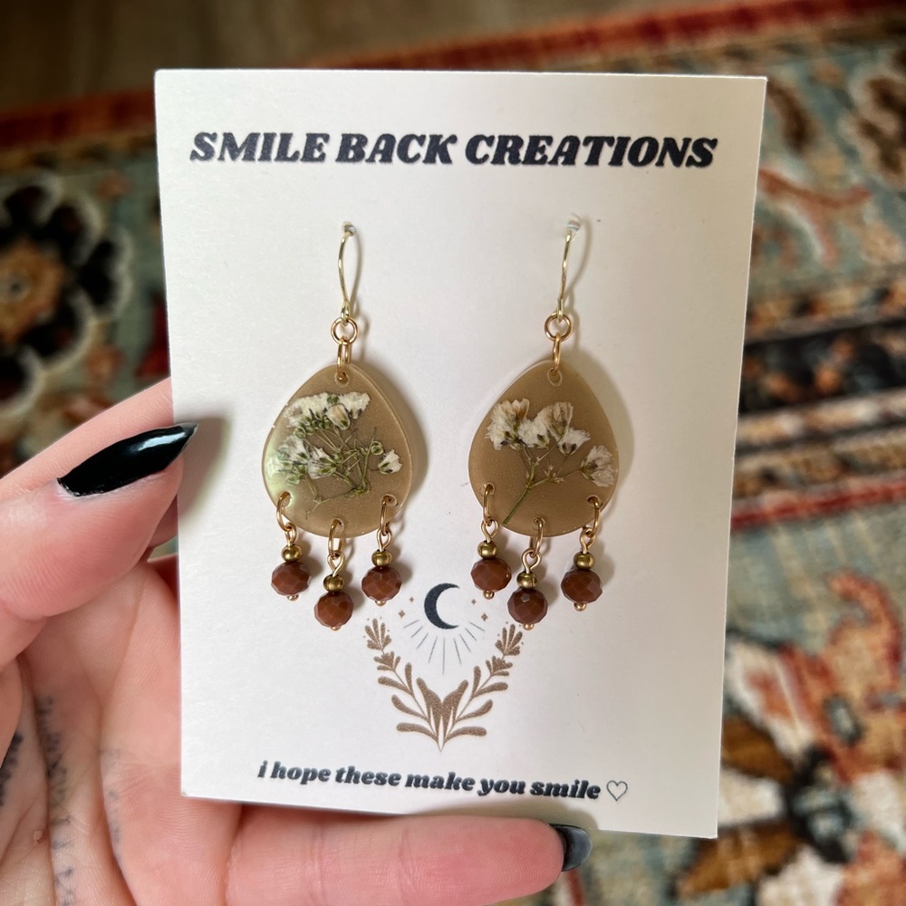 pressed flower earrings